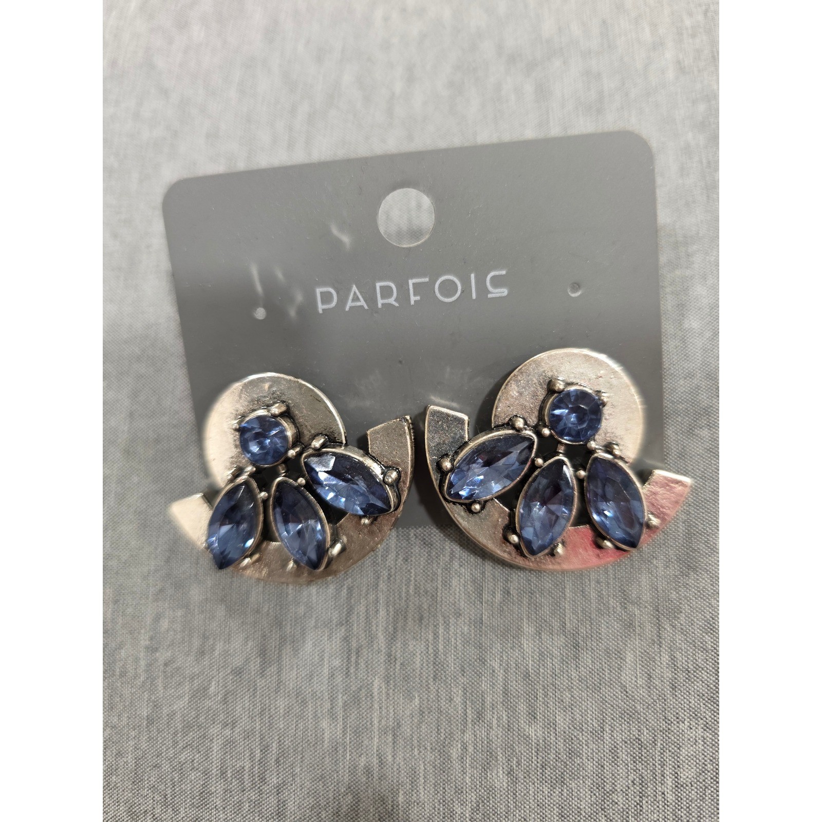 Parfois Blue Crystal Fan Shape Stud Earrings Women’s