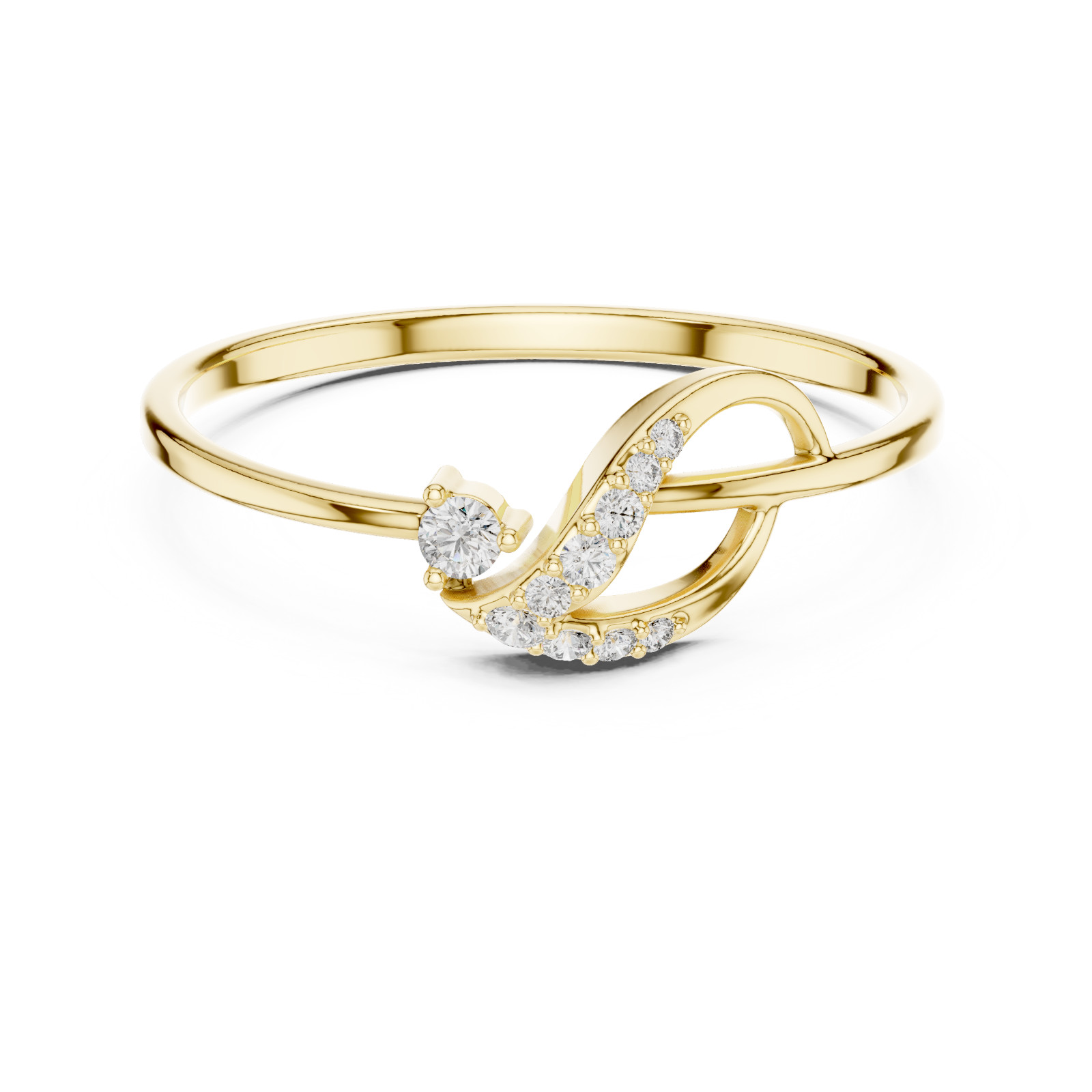 Natural Round Cut Diamond Ring Classic Elegant Design for Women 925 Silver