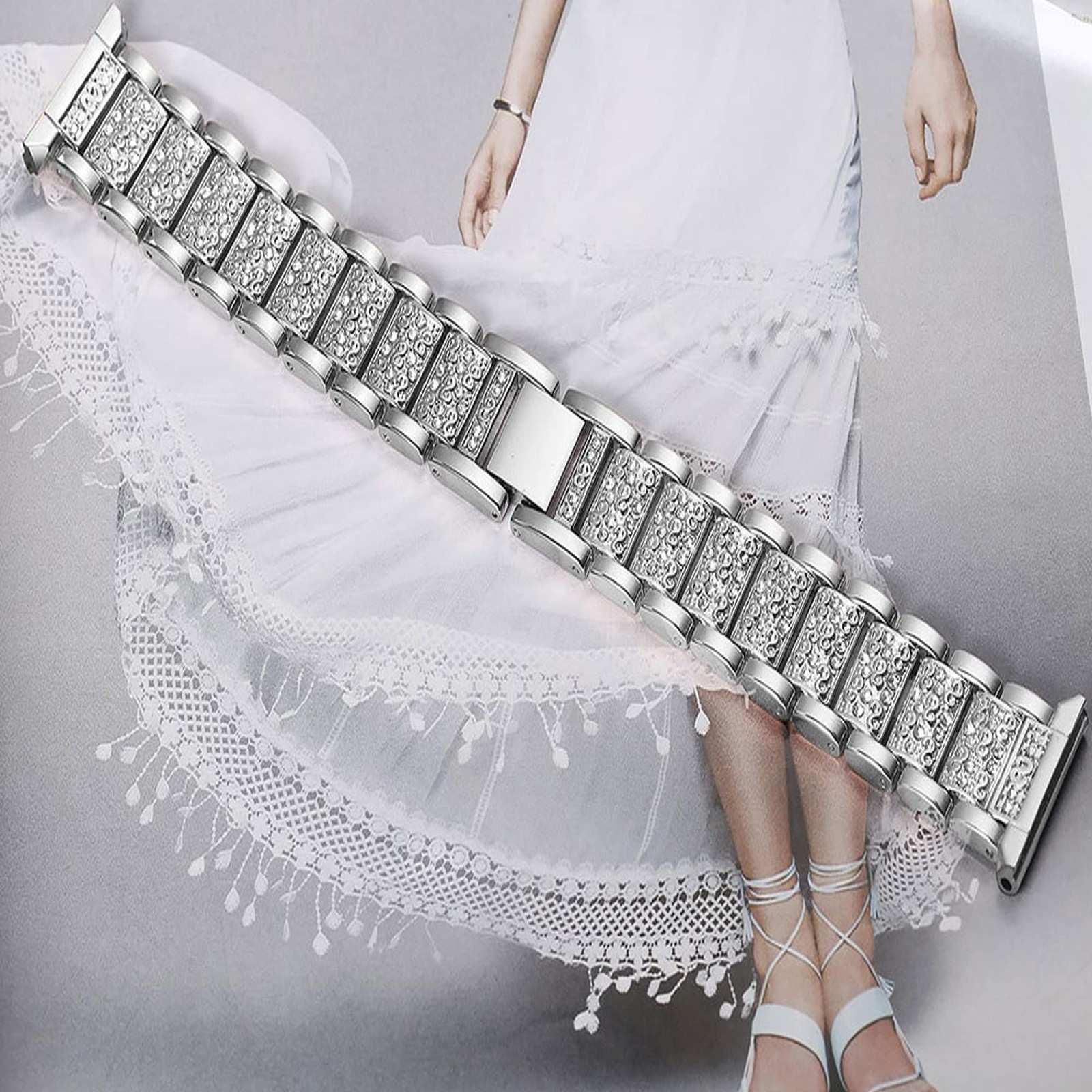 Compatible with Moto Watch 120 Bands, 18mm, 20mm, 22mm 18mm size band, Silver