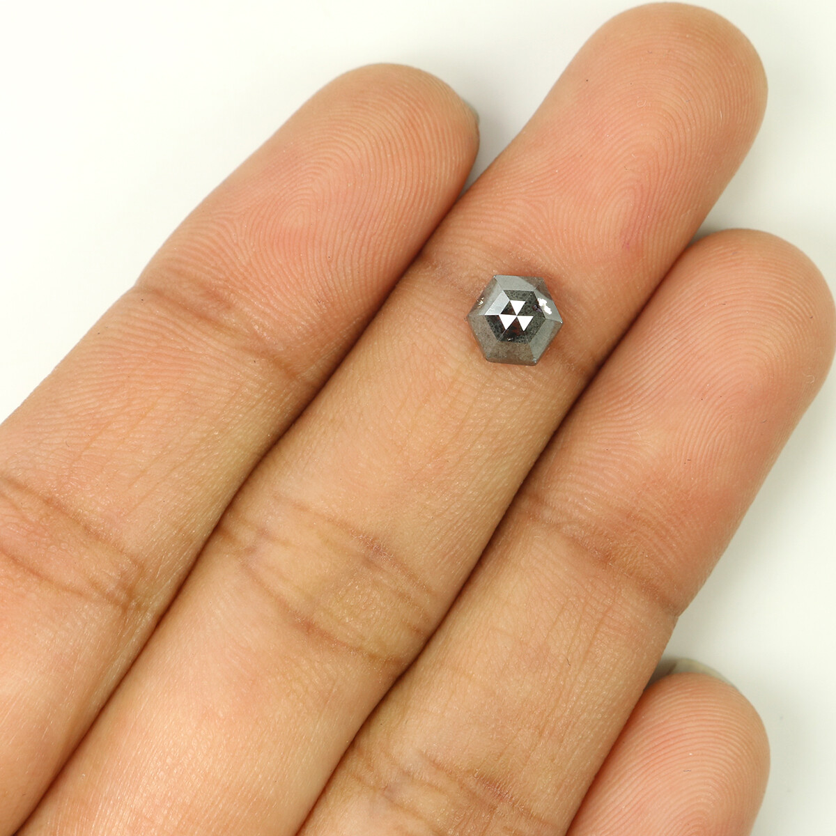 1.05 CT Natural Loose Hexagon Cut Diamond 6.40 MM Salt And Pepper Diamond KQ2406