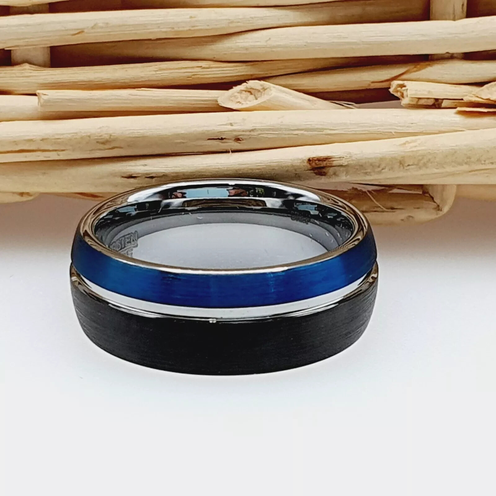Men’s Unique Tungsten Wedding Ring – Tri-Tone Anniversary & Promise Wedding Band