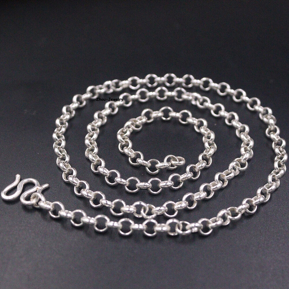 Real S925 Sterling Silver Chain 4.5mm Cable Rolo Link Necklace 16-17g 19.6inch