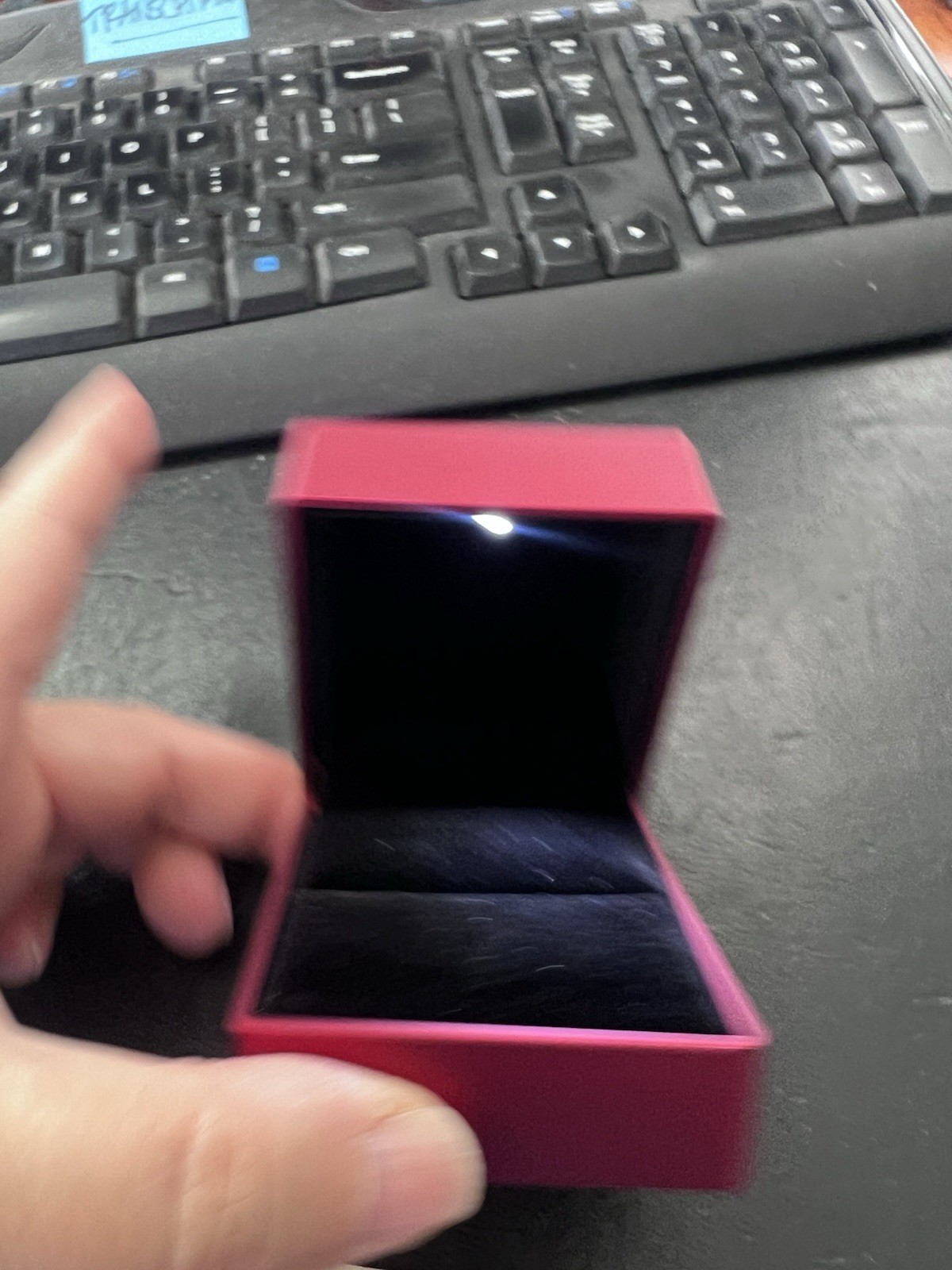Novel Jewelry Ring Box with LED Light for Wedding & Special Occasions FREE SHIP