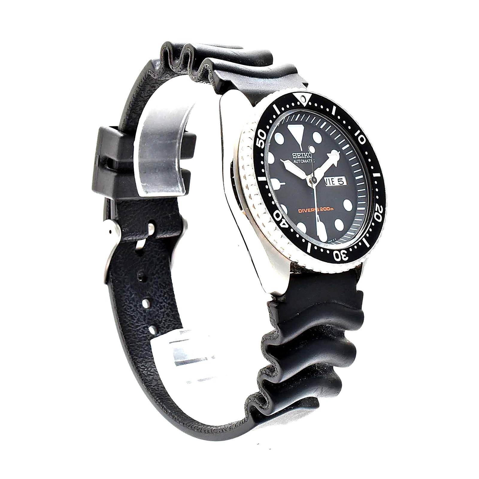 Seiko SKX007J Automatic Diver 200m Men Stainless Steel Black Day Date Rubber