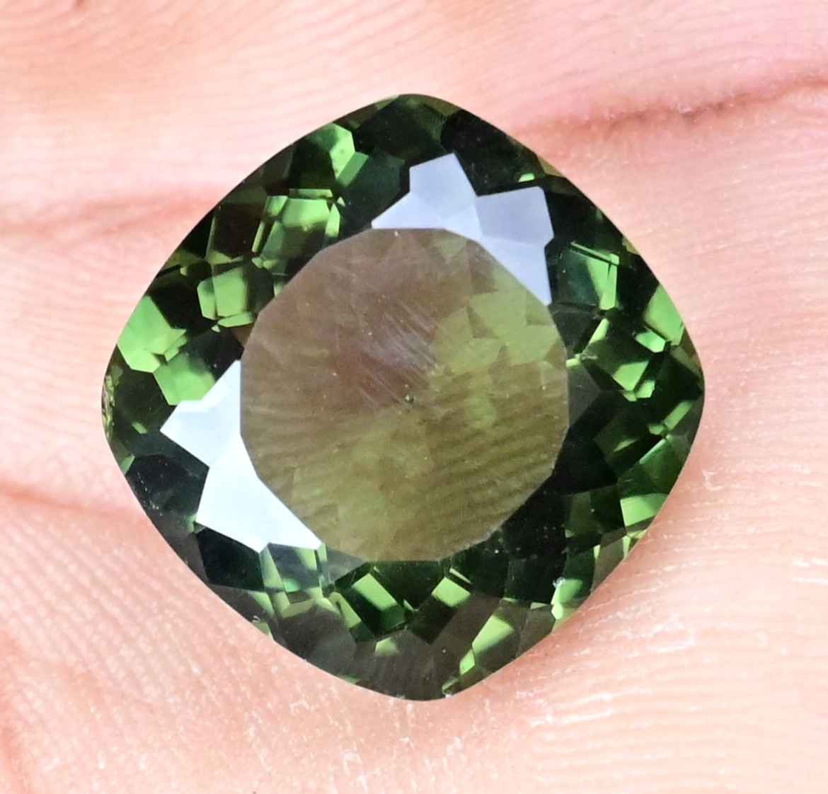 20.00 Ct Flawless Natural Greenish Moldavite Cushion Cut Certified Gemstone