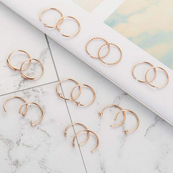 2 Pcs C-Shaped Nose Hoop Ring Lip Ear Stainless Steel Body Piercing Jewelry 20G