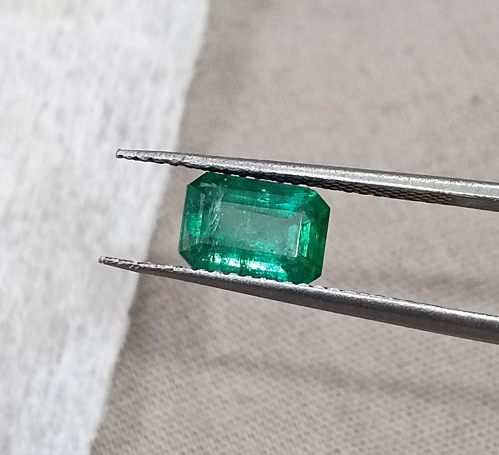 1.04ct Deep Green Natural Emerald Zambia Minor Oil Octagon Cut Gemstone