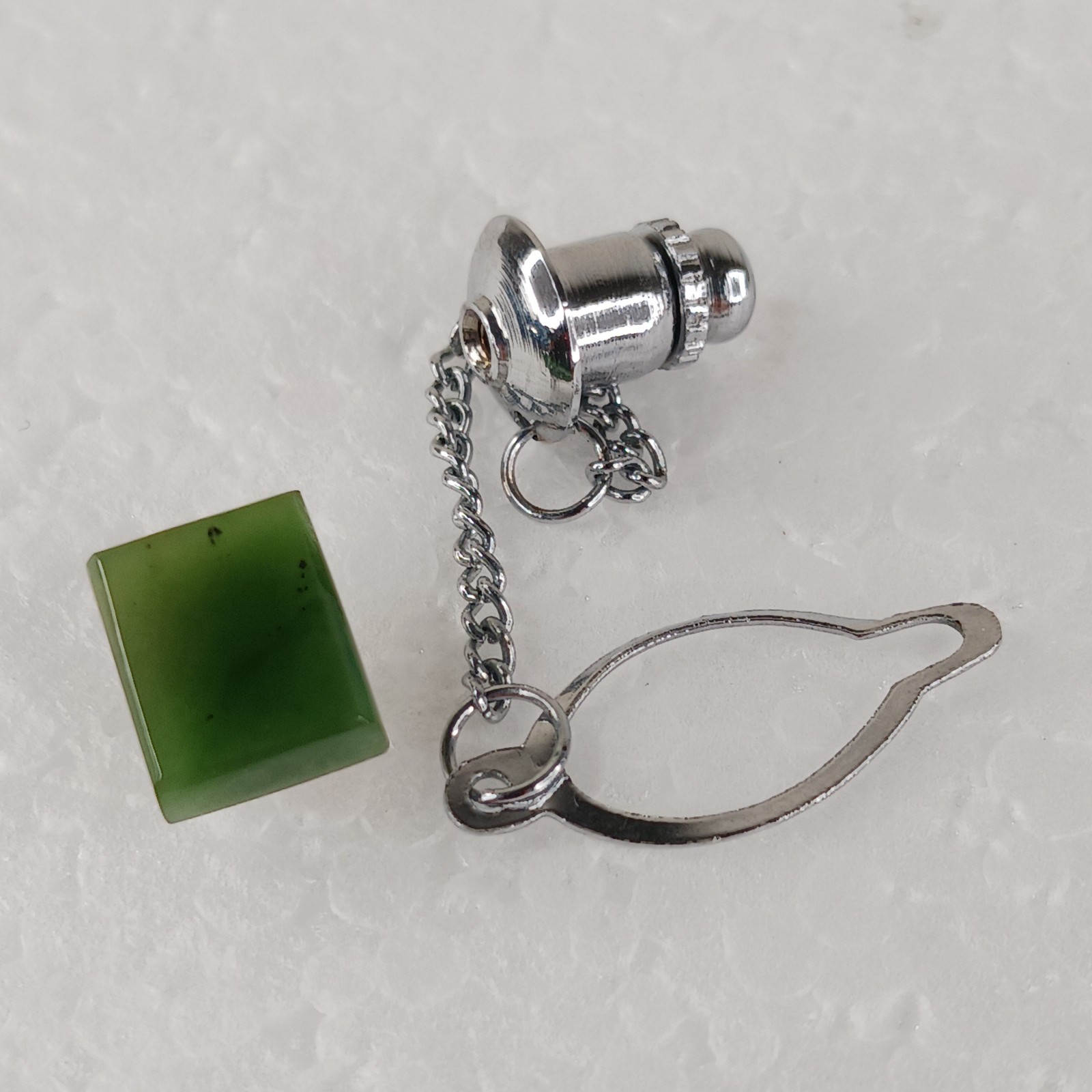 Tie Tack Pin Vintage Natural Polished Jade Classic Elegance Men’s Accessory