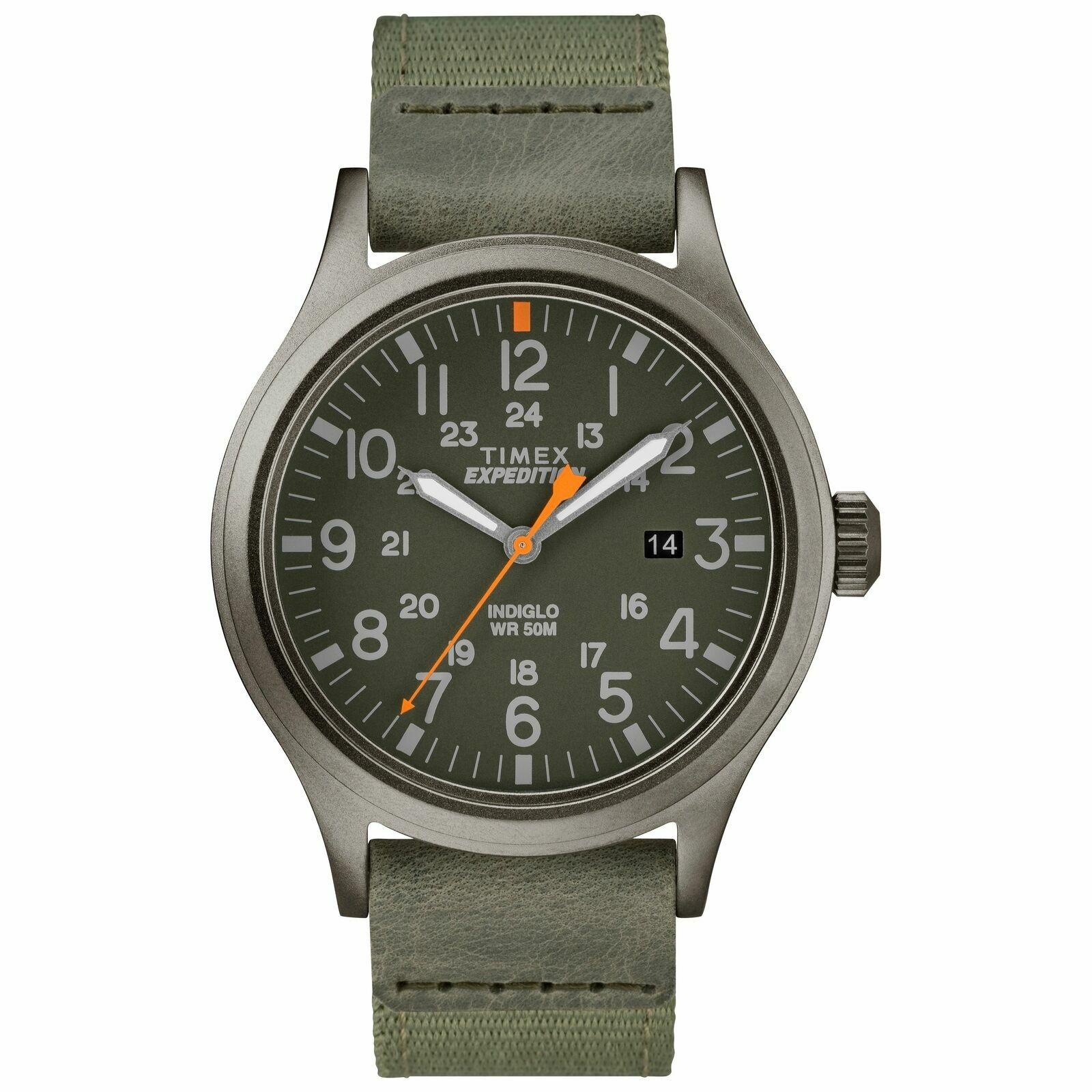 Timex TW4B14000, Men’s Expedition Scout Green Fabric Watch, Date, Indiglo, NEW