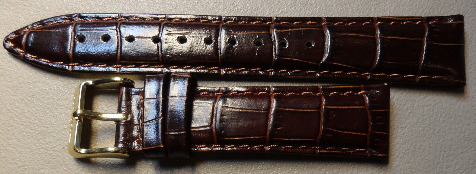 New LONG Length Timex Dark Brown Simulated Crocodile Grain 20mm Watch Band Strap
