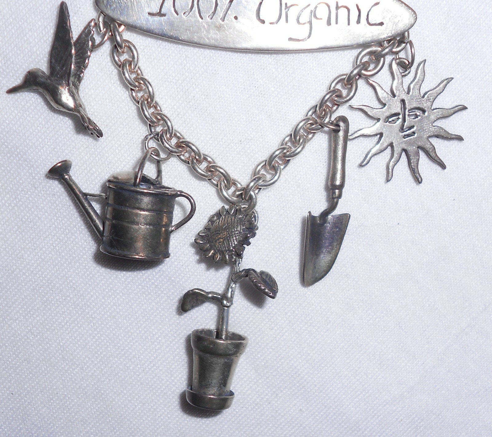 Susan Cummings Sterling “100% Organic” Gardening Sunshine Flowers Pin Broach UD5