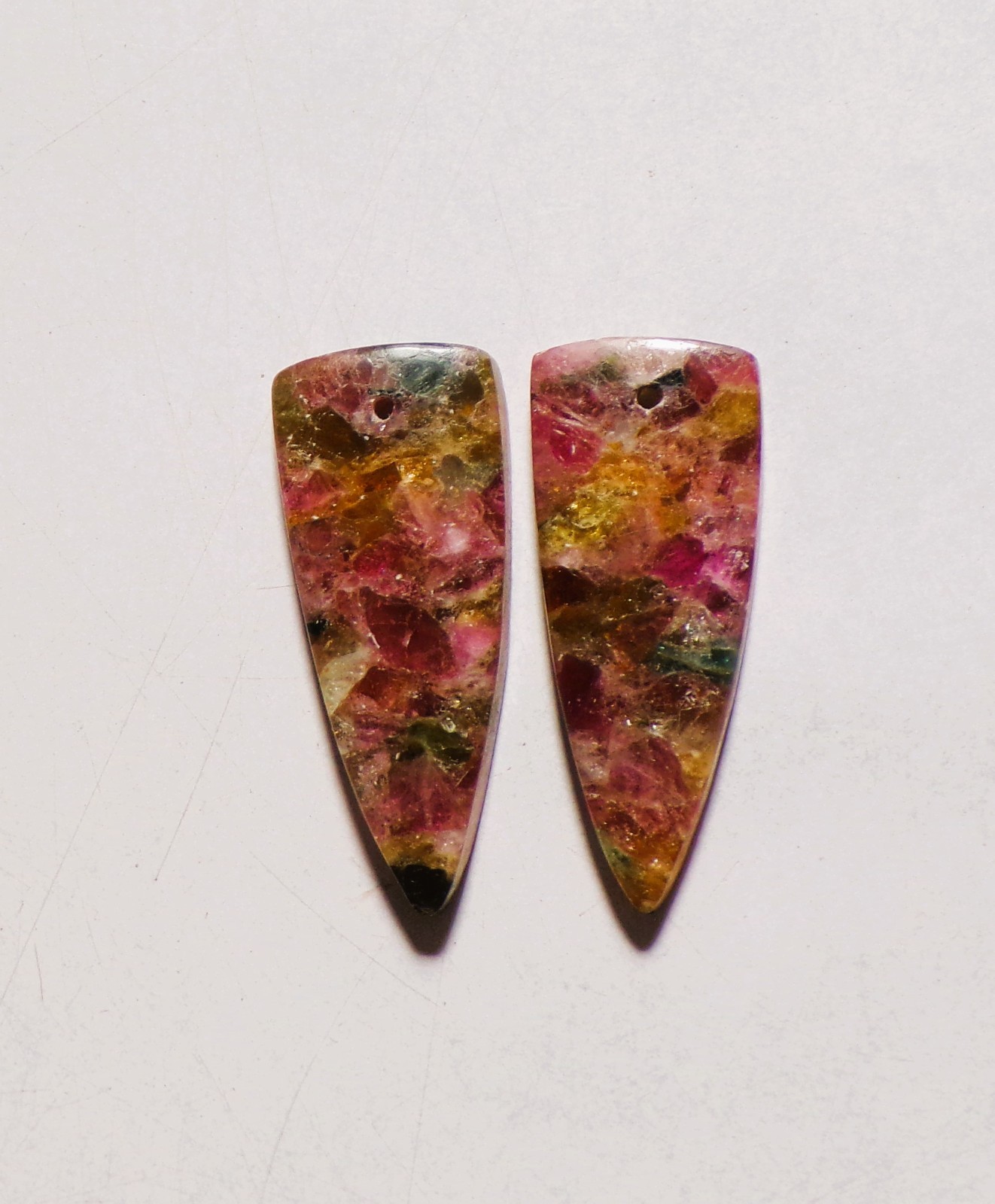 25.60 Cts composite tourmaline Quartz Drilled Cabochon Match Pair 31X12MM 01