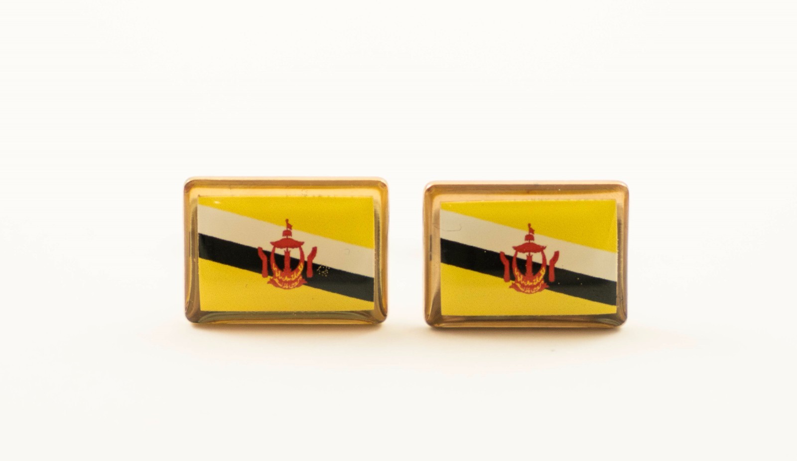 Brunei Flag Cufflinks–Bruneian East Asian Borneo Southeast Asia