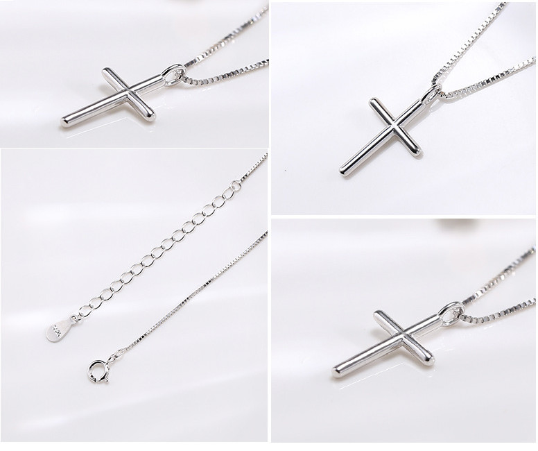Small Plain & Simple Cross Pendant 18″ Necklace in SOLID 925 Sterling Silver I88
