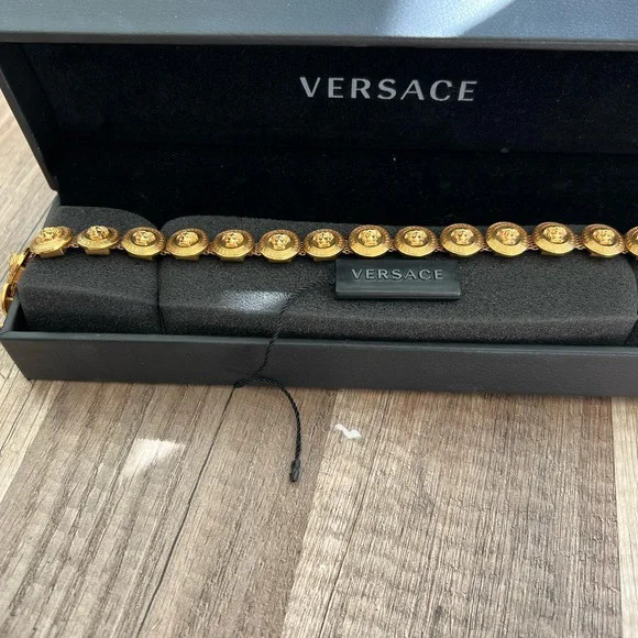 Versace Necklace Greca Signature Gold Choker Greek Key Medusa