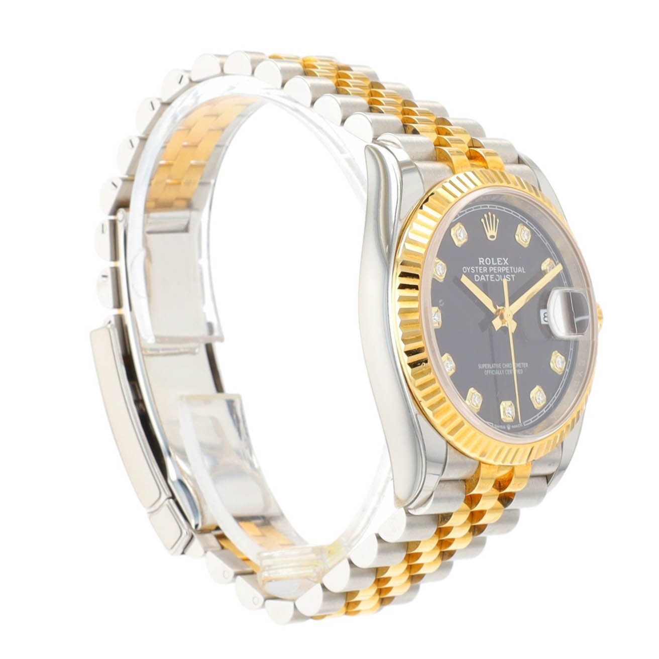 Rolex Datejust 126233 Black Diamond Dial 18KY Gold Steel Jubilee Watch Box Paper