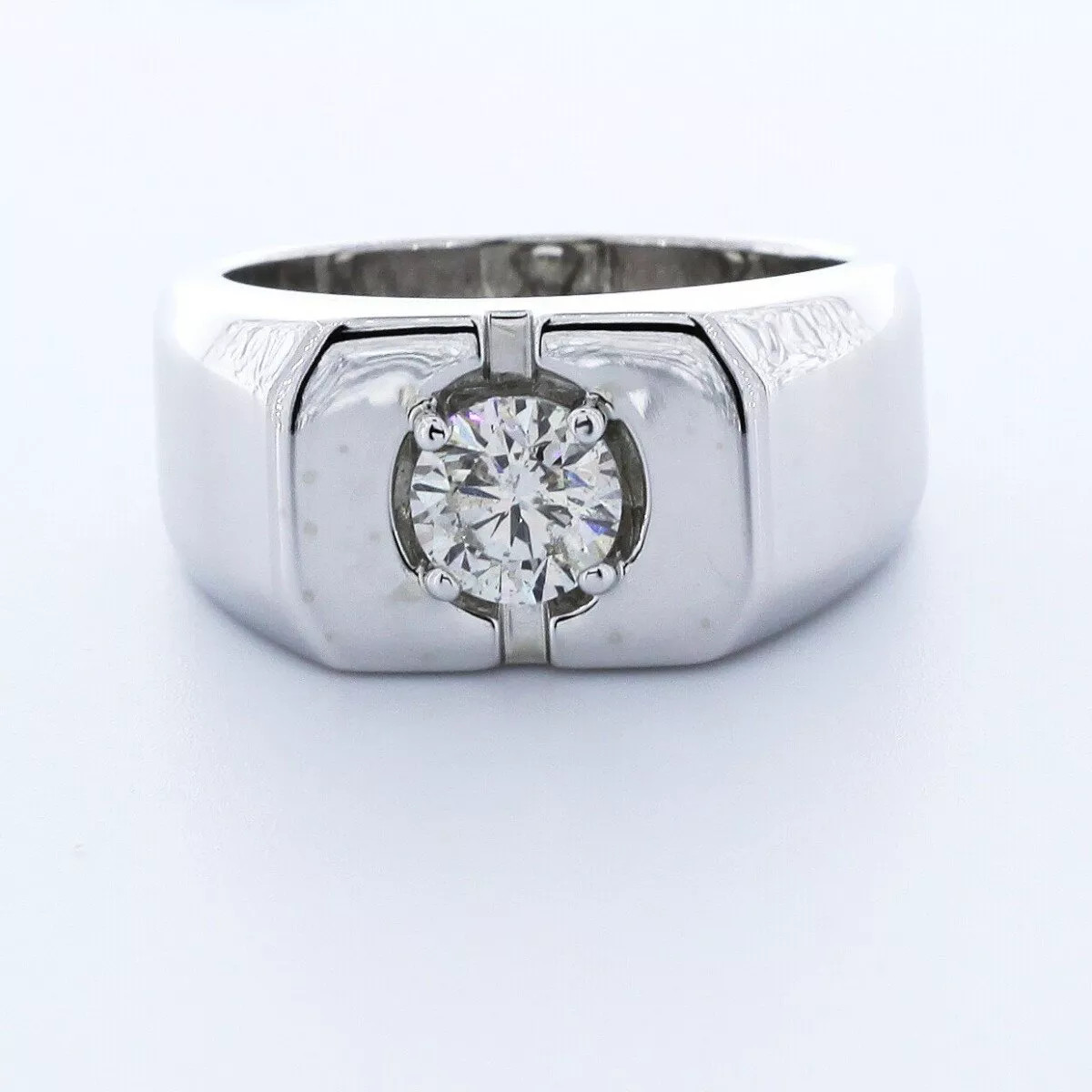Solid 14K White Gold Solitaire Mens Ring 1.72 CT Round Lab-Grown Diamond G SI2