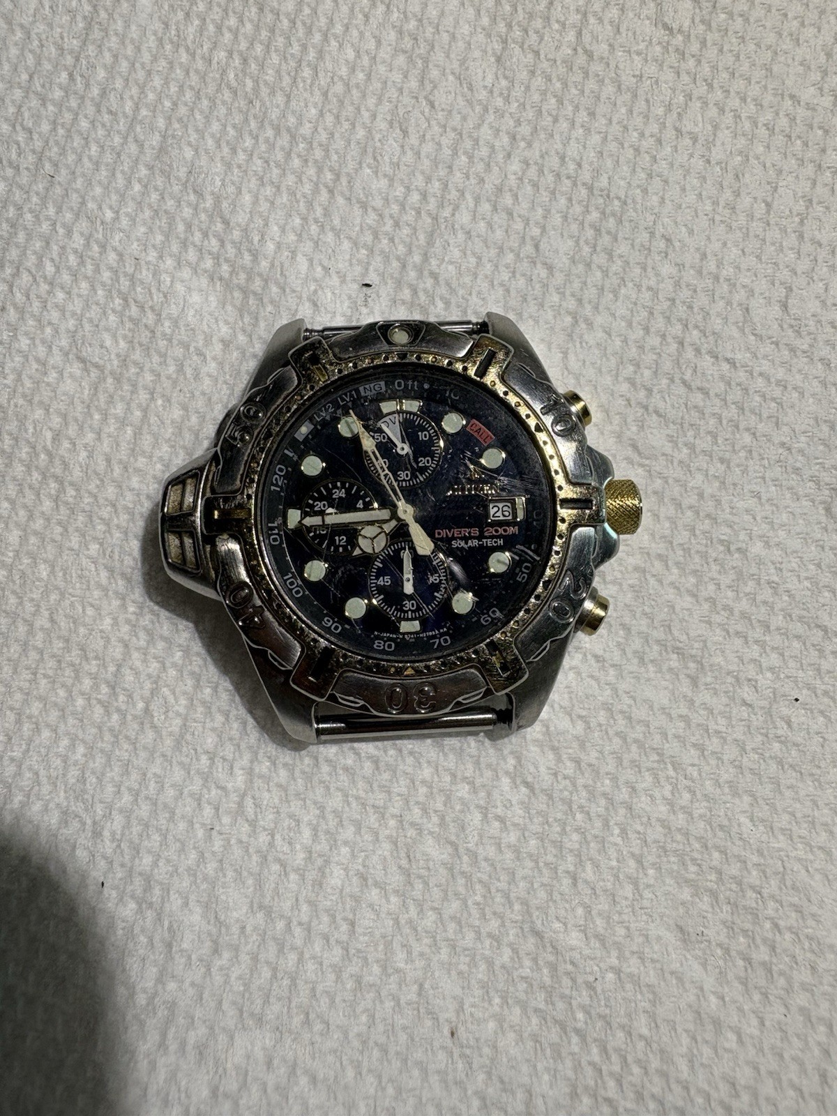 Rare Vintage 1998 Citizen Solar-Tech Aqualand Mens Divers 200M Watch