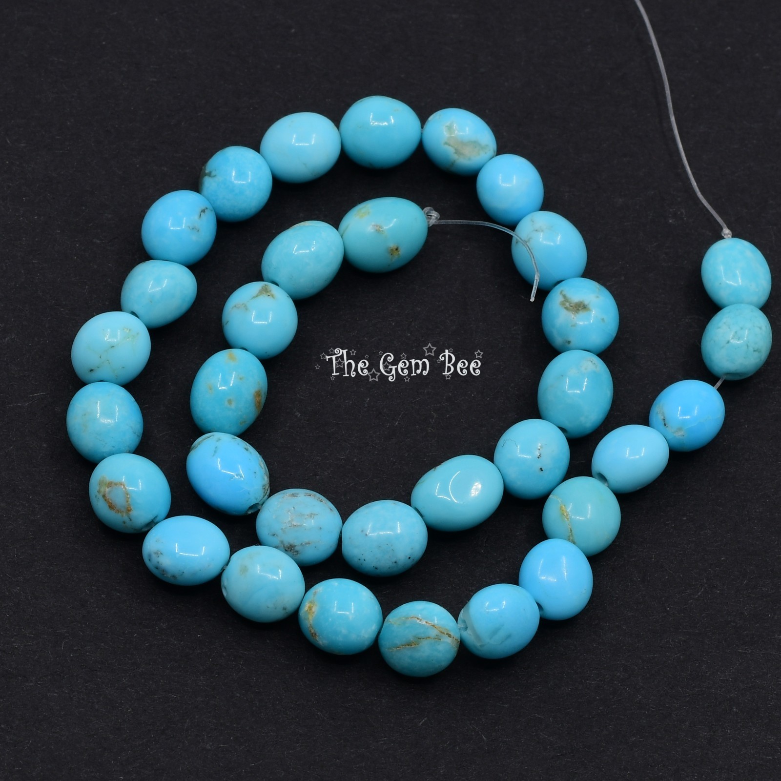 5.5mm Sleeping Beauty Turquoise Smooth Freeform Nuggets 8 inch strand