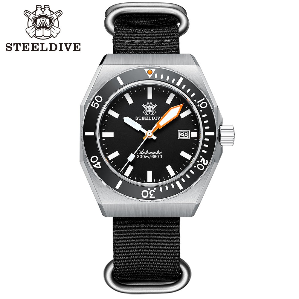 STEELDIVE SD1963 Mens 42mm 200M Automatic Dive Watch NH35 Sapphire Steel
