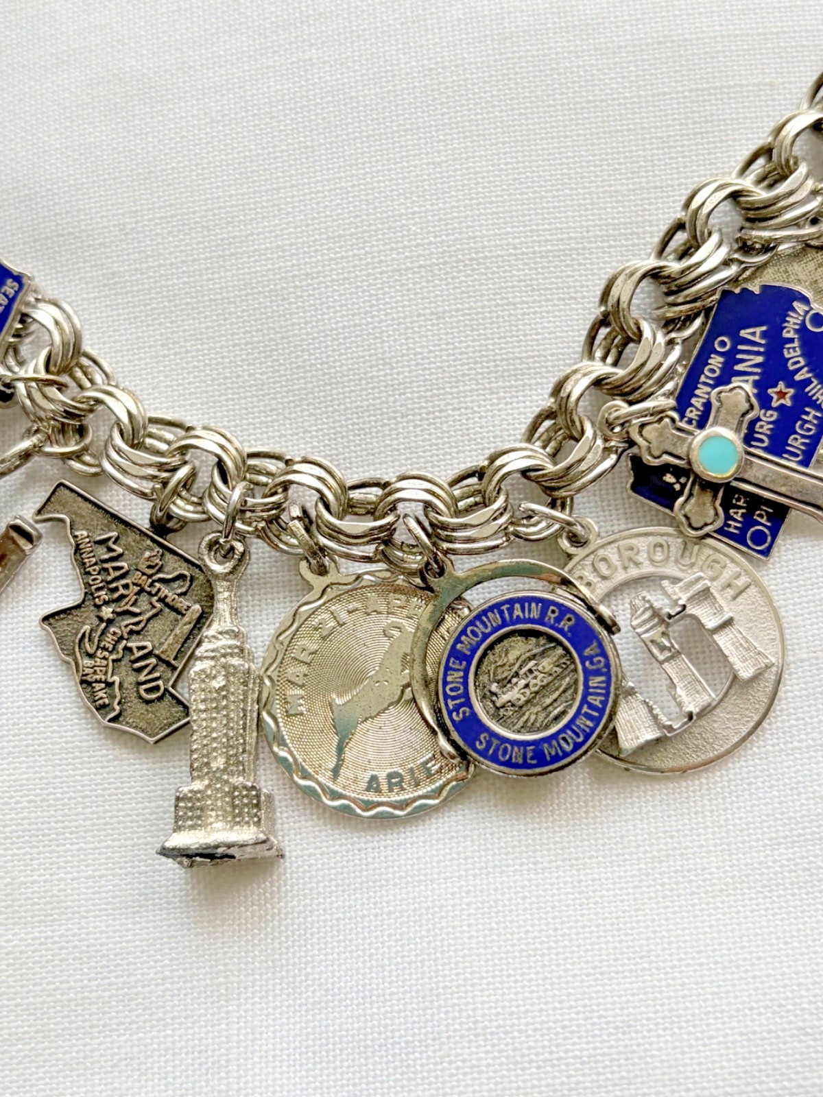 Vintage Sterling Silver Charm Bracelet 20 Charms Elco Bracelet