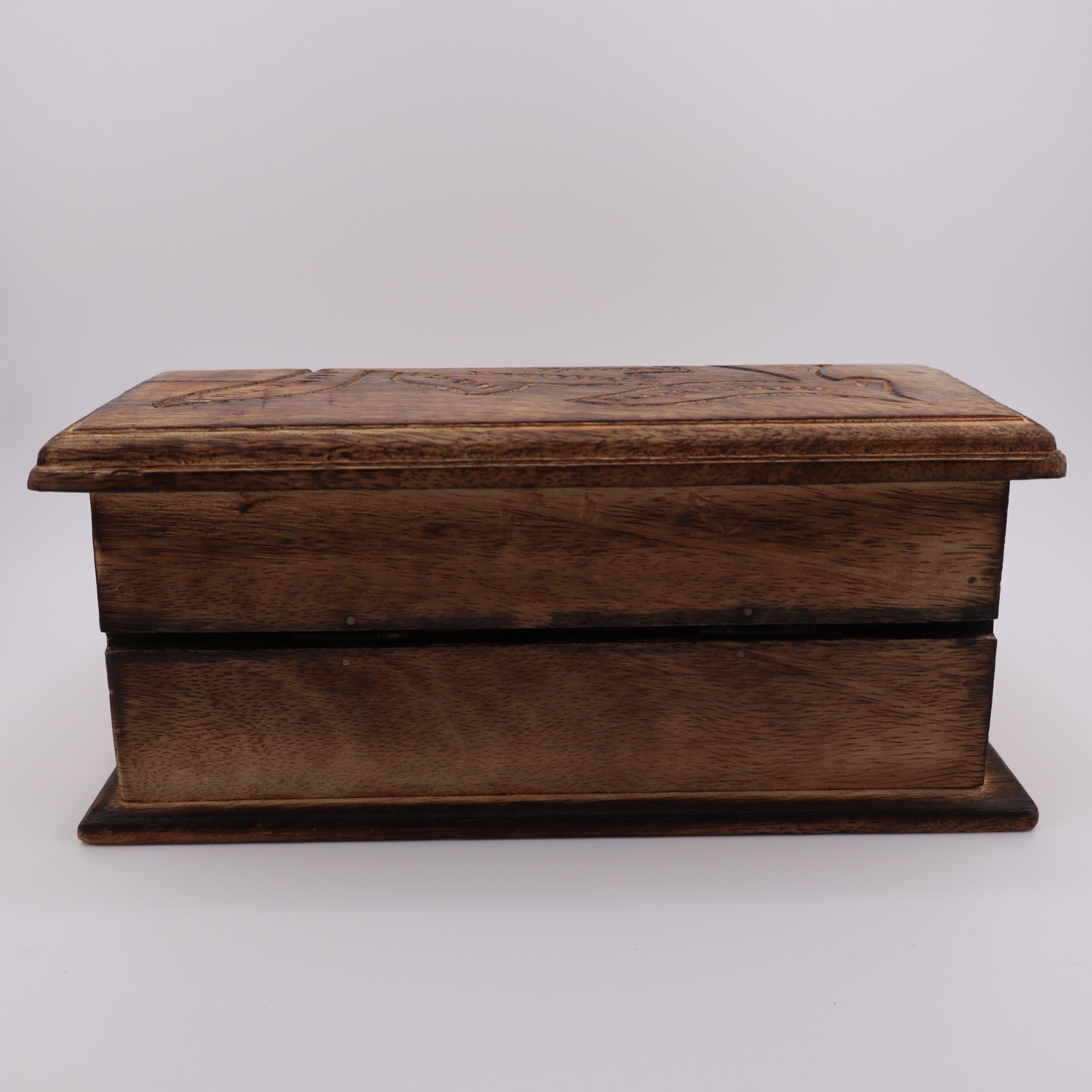 Floral Pattern Carving Wooden Jewelry / Keepsake / Trinket Box – 7x5x3″