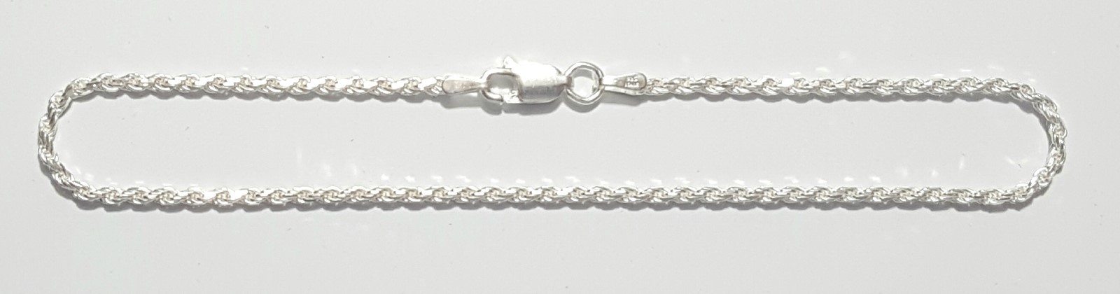 Rope Link Bracelet 8 inch Long 925 Sterling Silver 2 mm wide made in Italy
