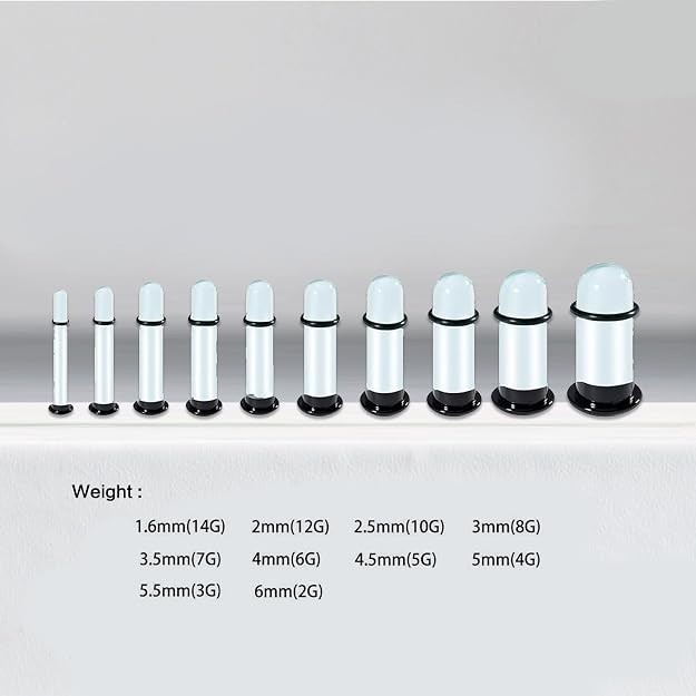 20pcs Glass Ear Stretching Kit,Dead Stretching Kit,Single Flare Glass Plugs with