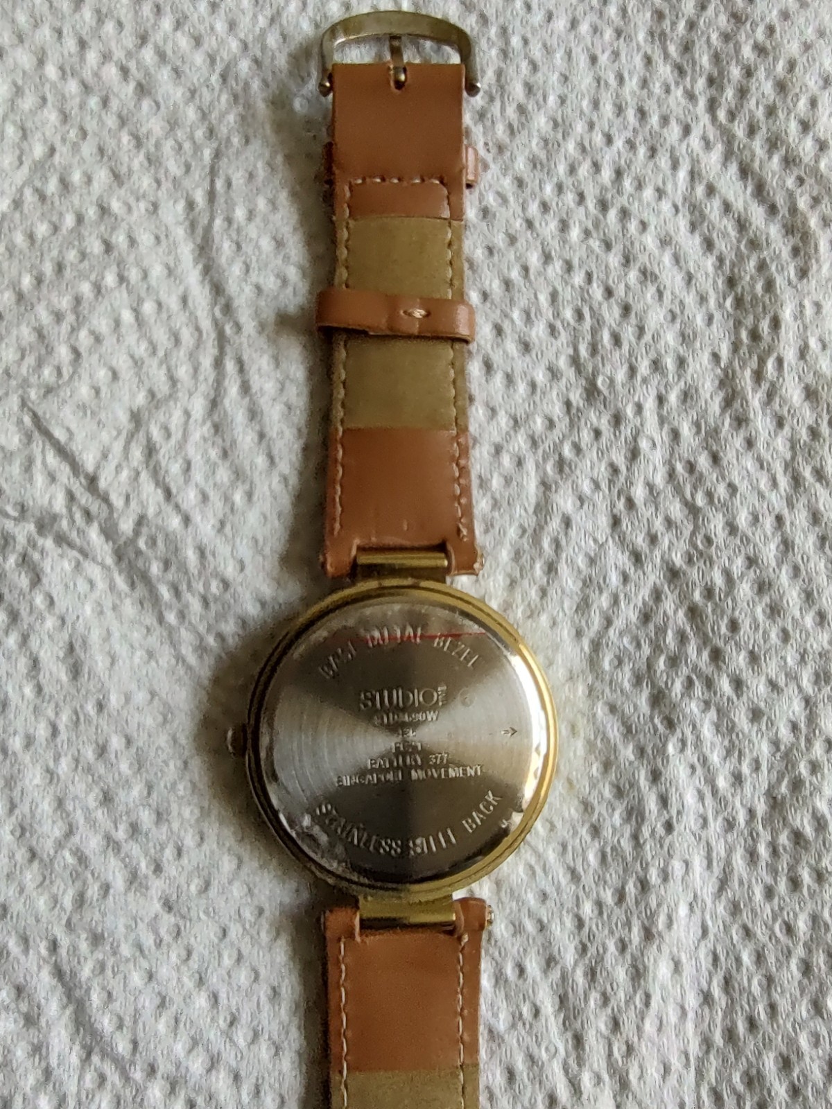 Studio Time Watch Crystal Gold tone Leather Strap Girls Female watch