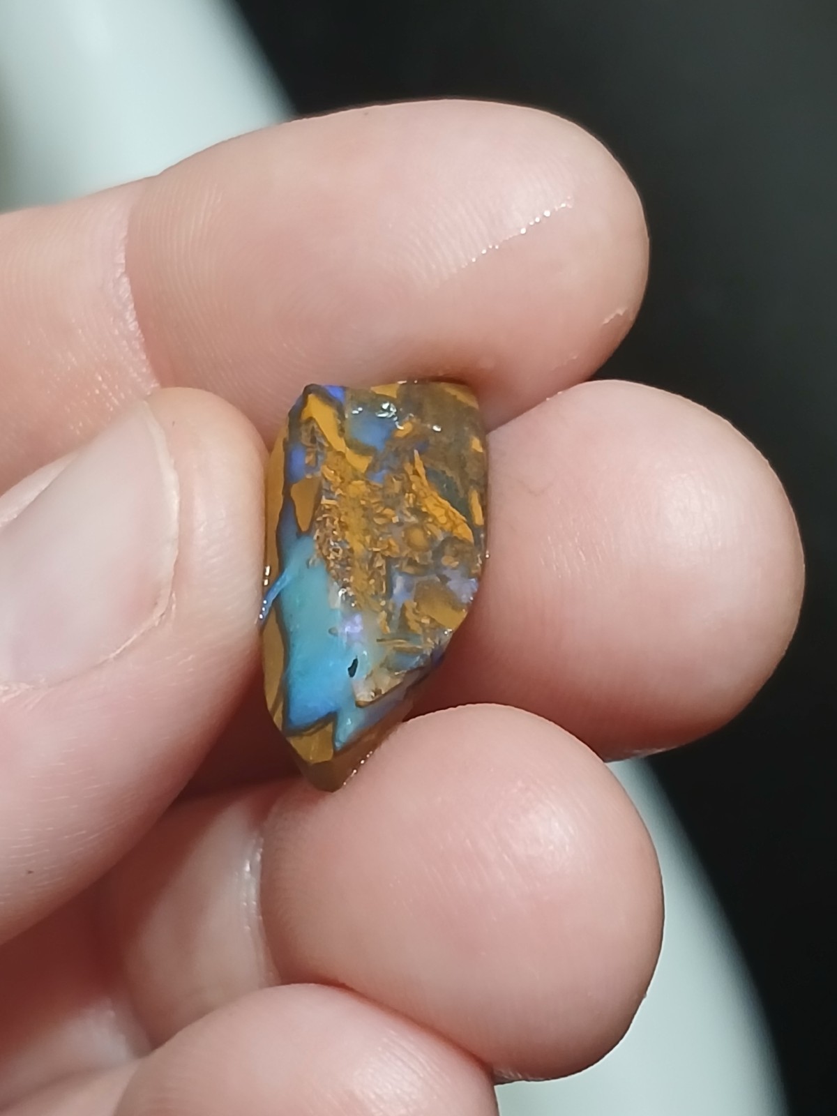 Australia Boulder Opal Unknown Field Blue Green R2037 Specimen 6 Carat