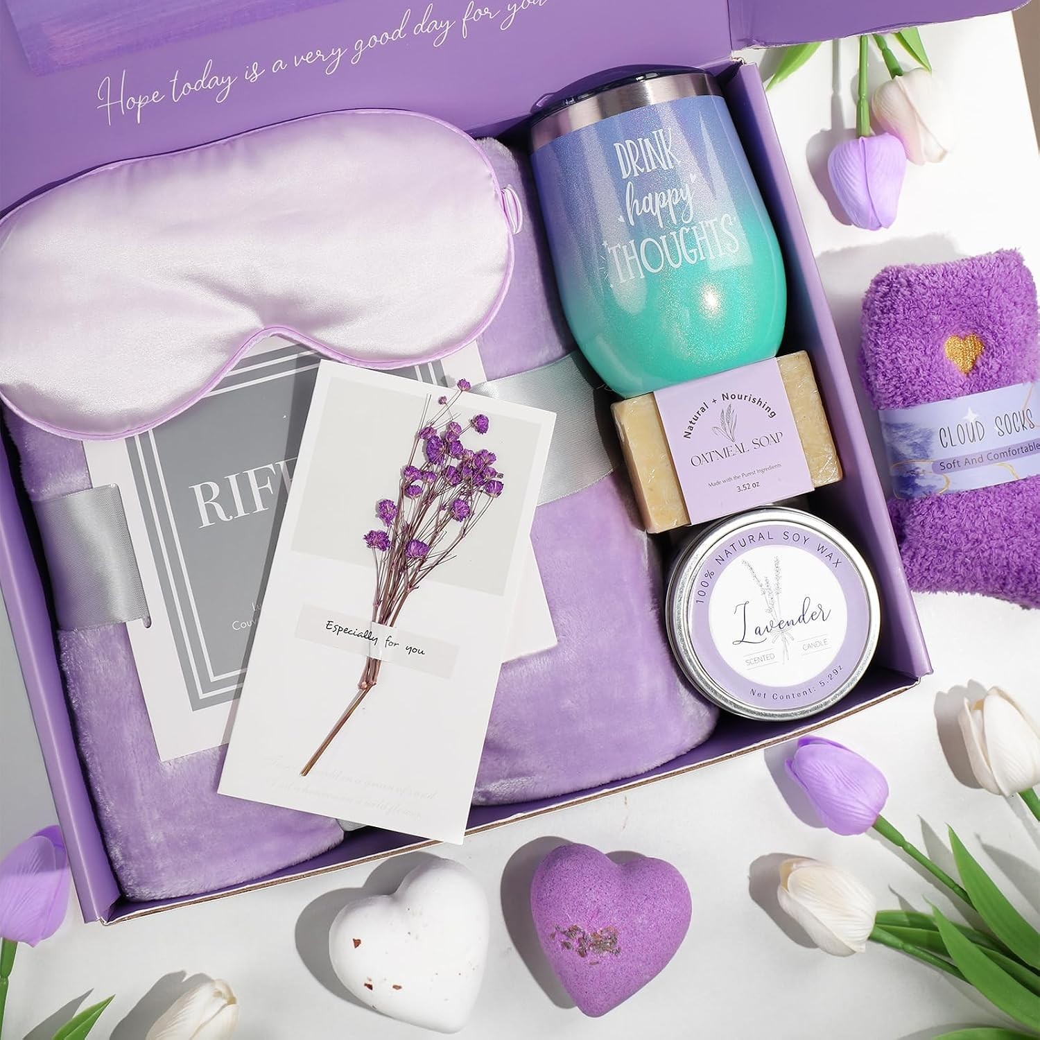 Luxury Flannel Blanket and Lavender Spa Basket: Enchanting Gift Experience