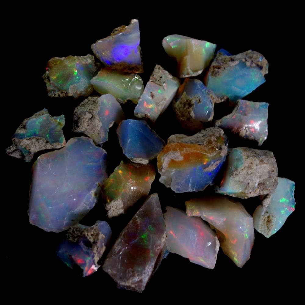 100% Natural Play of Color Ethiopian FIRE Opal Rough LOT Gemstone GOVI