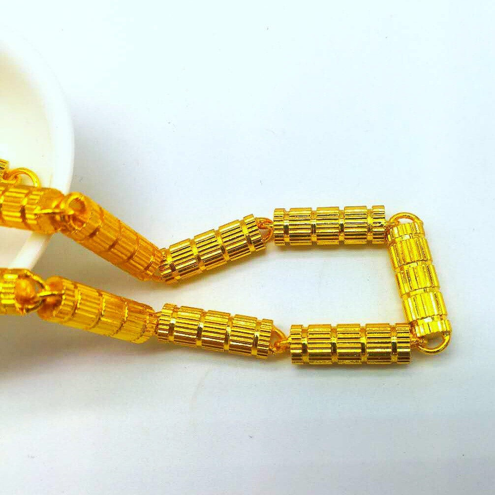 Cylindrical Necklace 22K 23K 24K THAI BAHT YELLOW GOLD GP Necklace