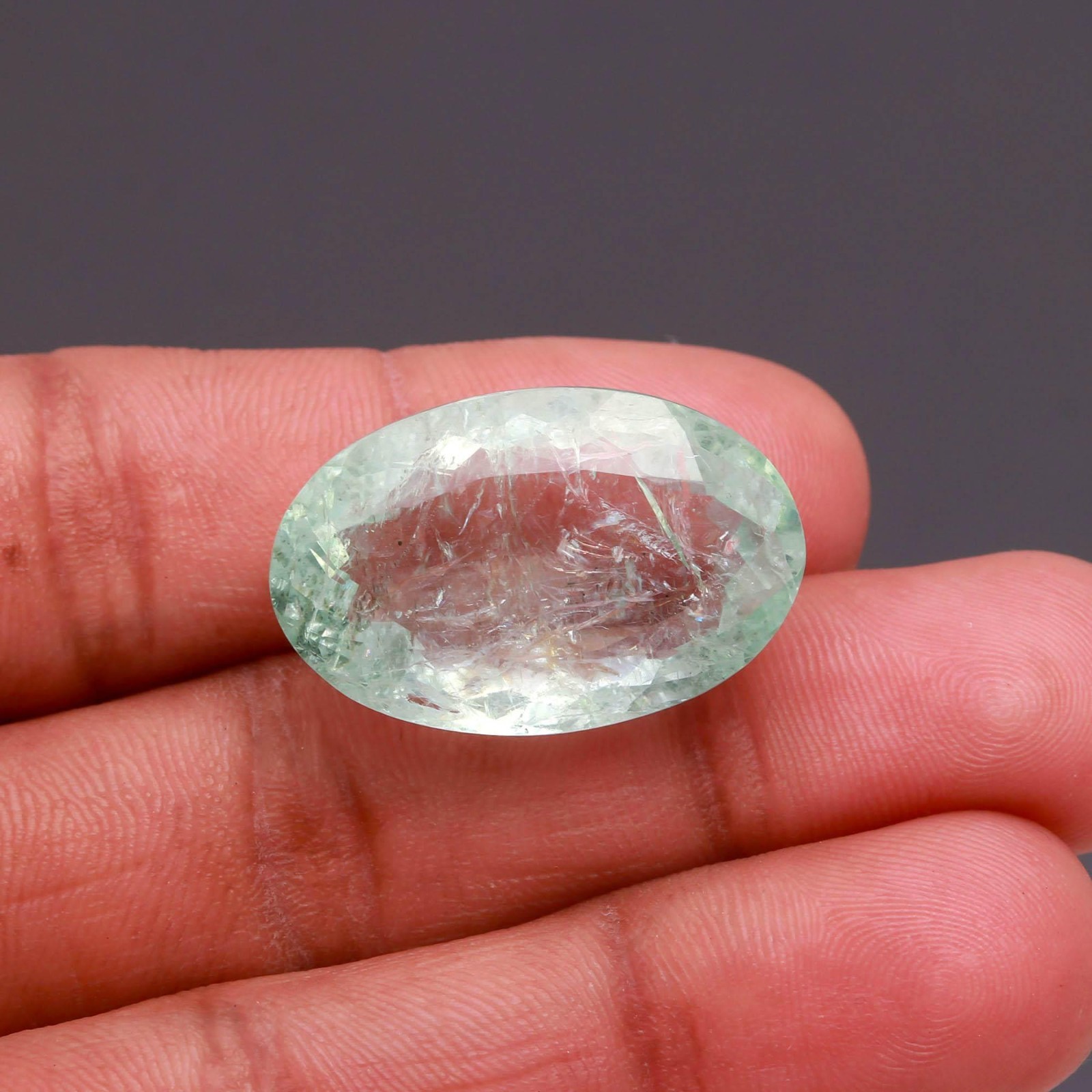 Big 35.2Ct Genuine Unheated Faceted Aquamarine Gemstone Oval Shape 27x17x11mm