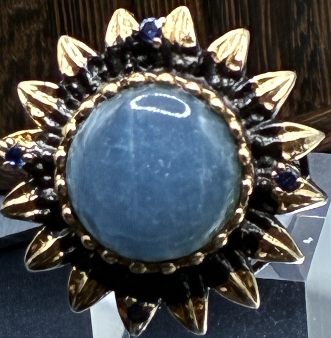 Aquamarine in Black Rhodium & 18K Gold over Sterling Silver Size 8.25 Ring
