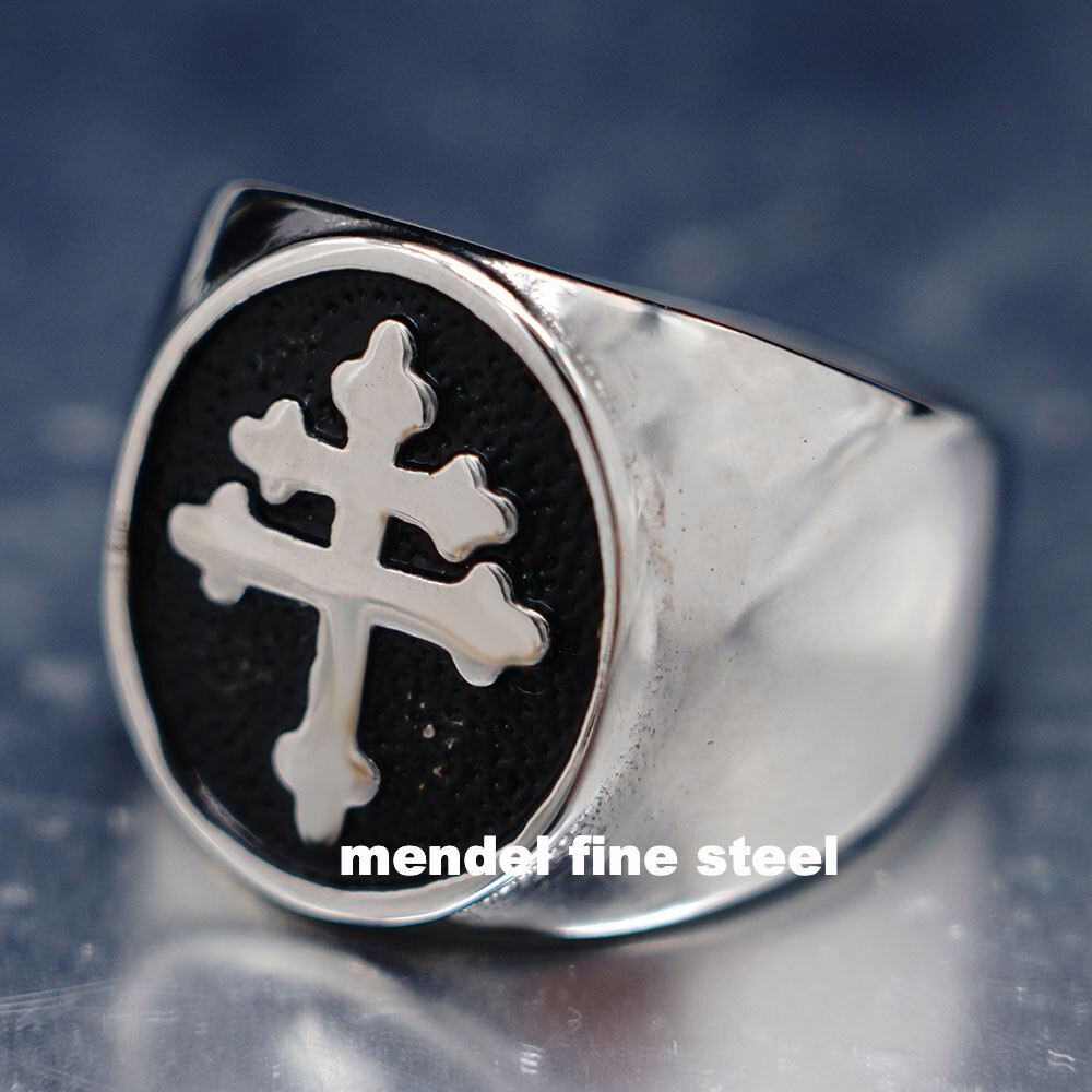 MENDEL Mens Christian Patriarchal Double Cross Ring Stainless Steel Size 7 8-15
