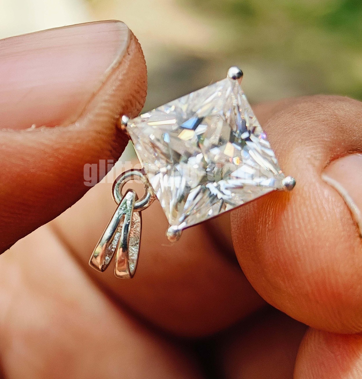 3 Ct Lab Grown CVD Diamond Princess D Color VVS1 925 Silver Pendant IGL Gem 6JHK