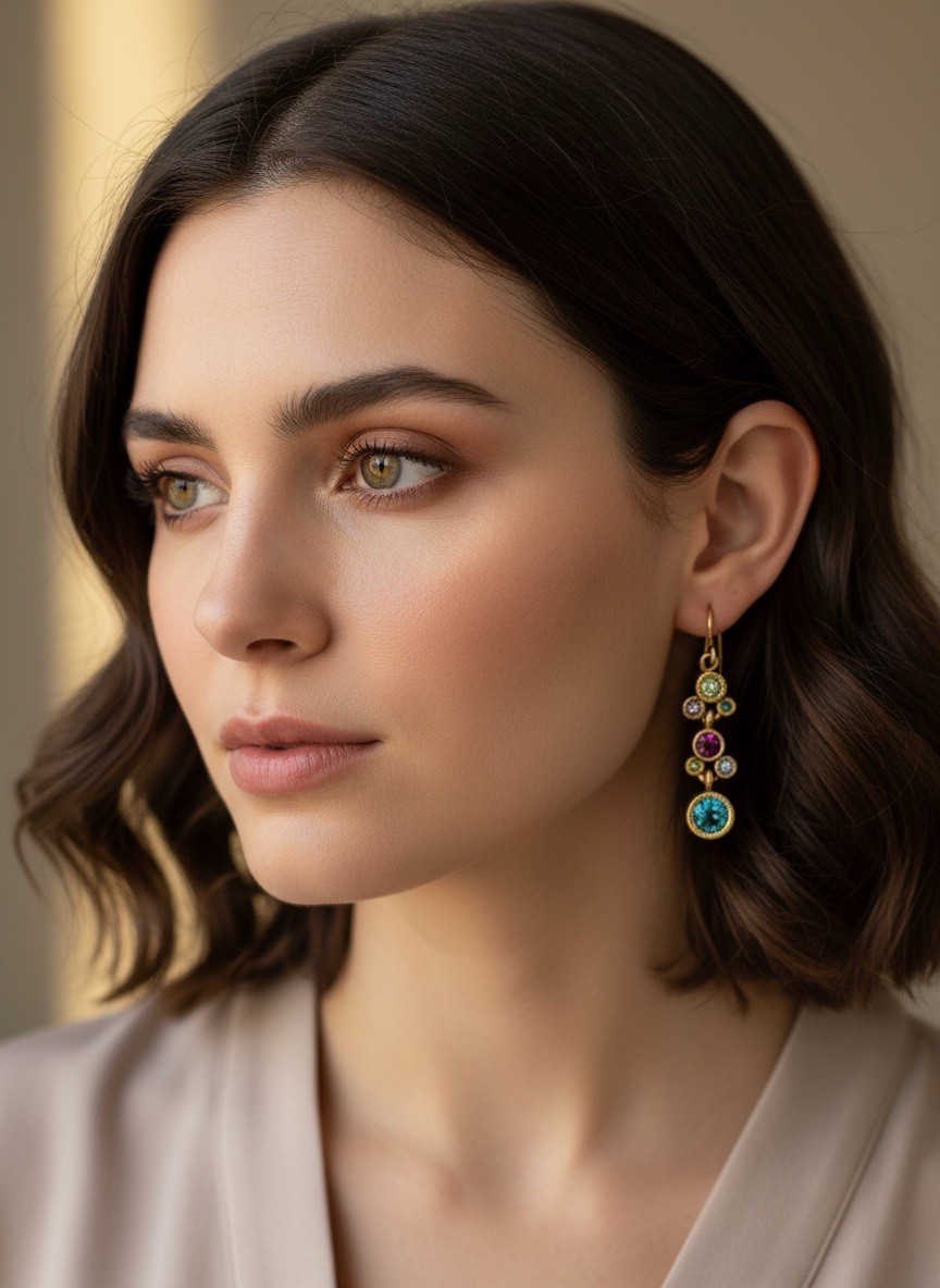 NEW Patricia Locke Gold / Waterlily DEBUTANTE Crystal EARRINGS USA HANDMADE NWT