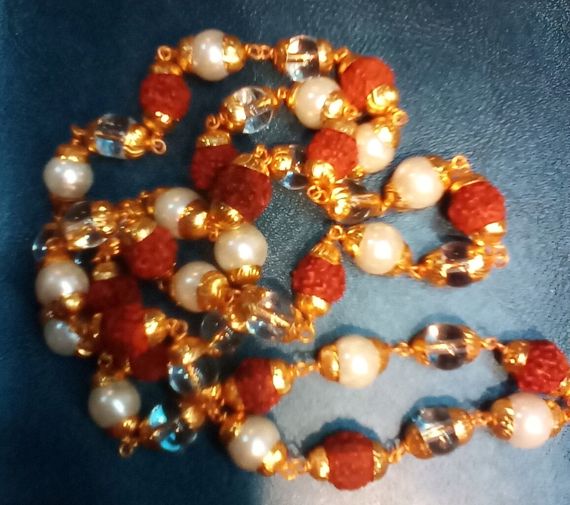 Natural Rudraksh Sphatik Moti Mala Jewellery Necklace Chain Gemstone Mala Prayer
