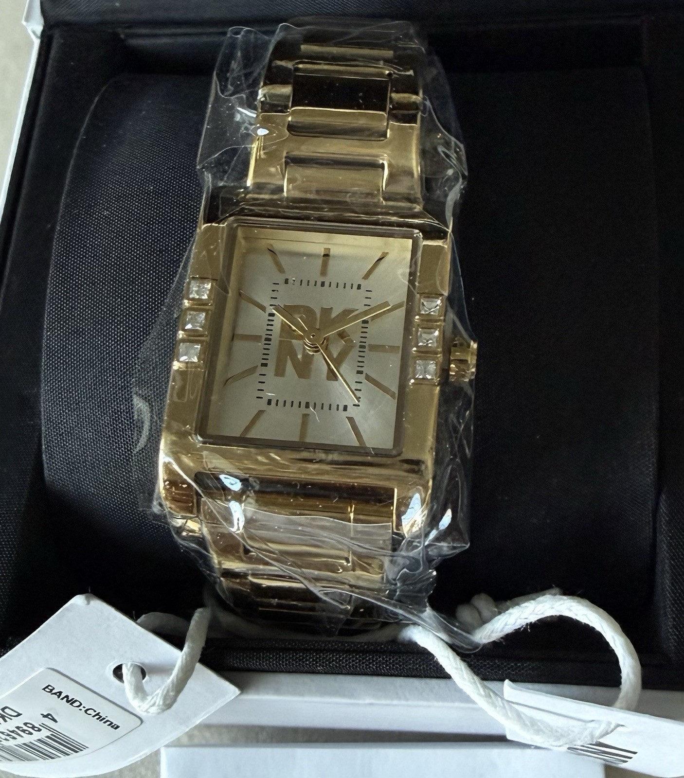 DKNY Ladies Westside Gold Tone Glitz Wrist Watch W/Box MSRP $199. NIB