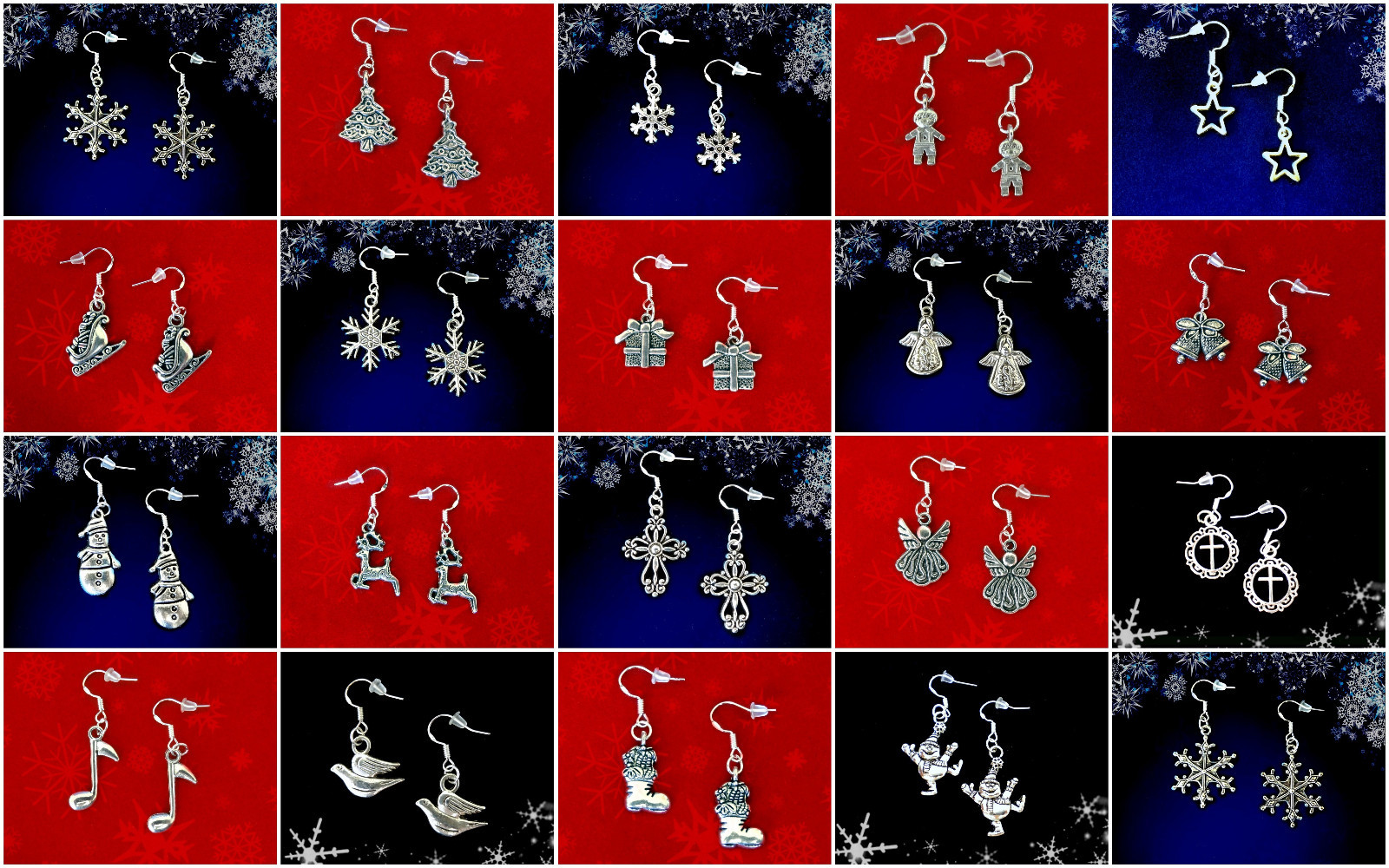BUY 2 GET 1 FREE~CHRISTMAS DANGLE EARRINGS~925 STERLING SILVER HOOK~YOU PICK