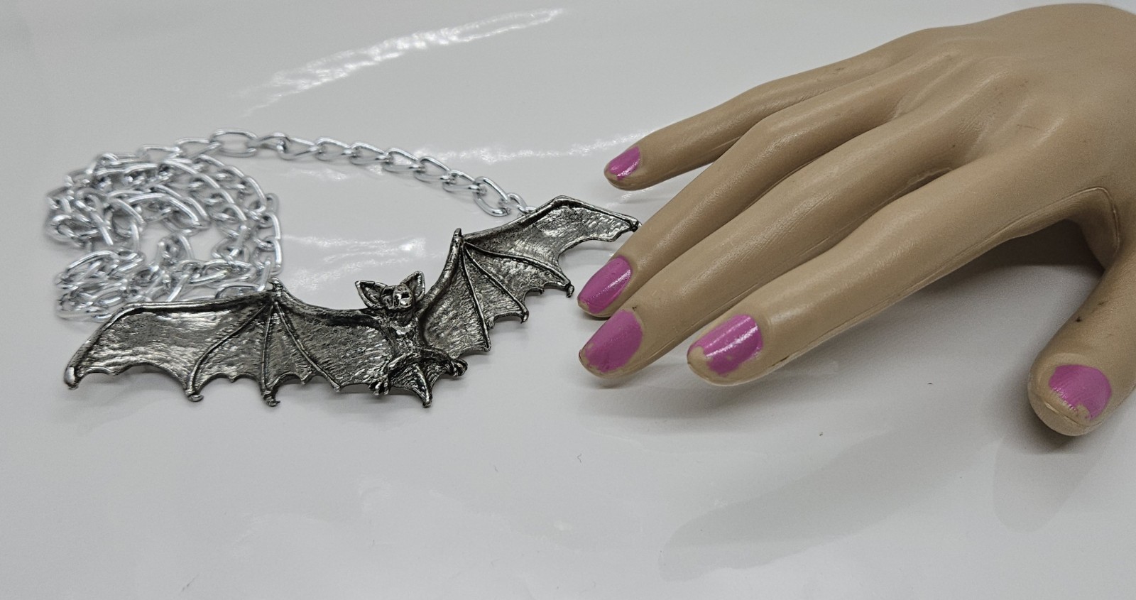 Vintage Bat Pendant Necklace Gothic The Alchemy Carta 1992 England 24″