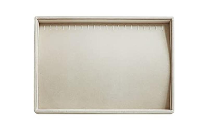 Hooks Necklace Organizer Tray, Stackable Jewelry Organizer for Women, 20 Beige