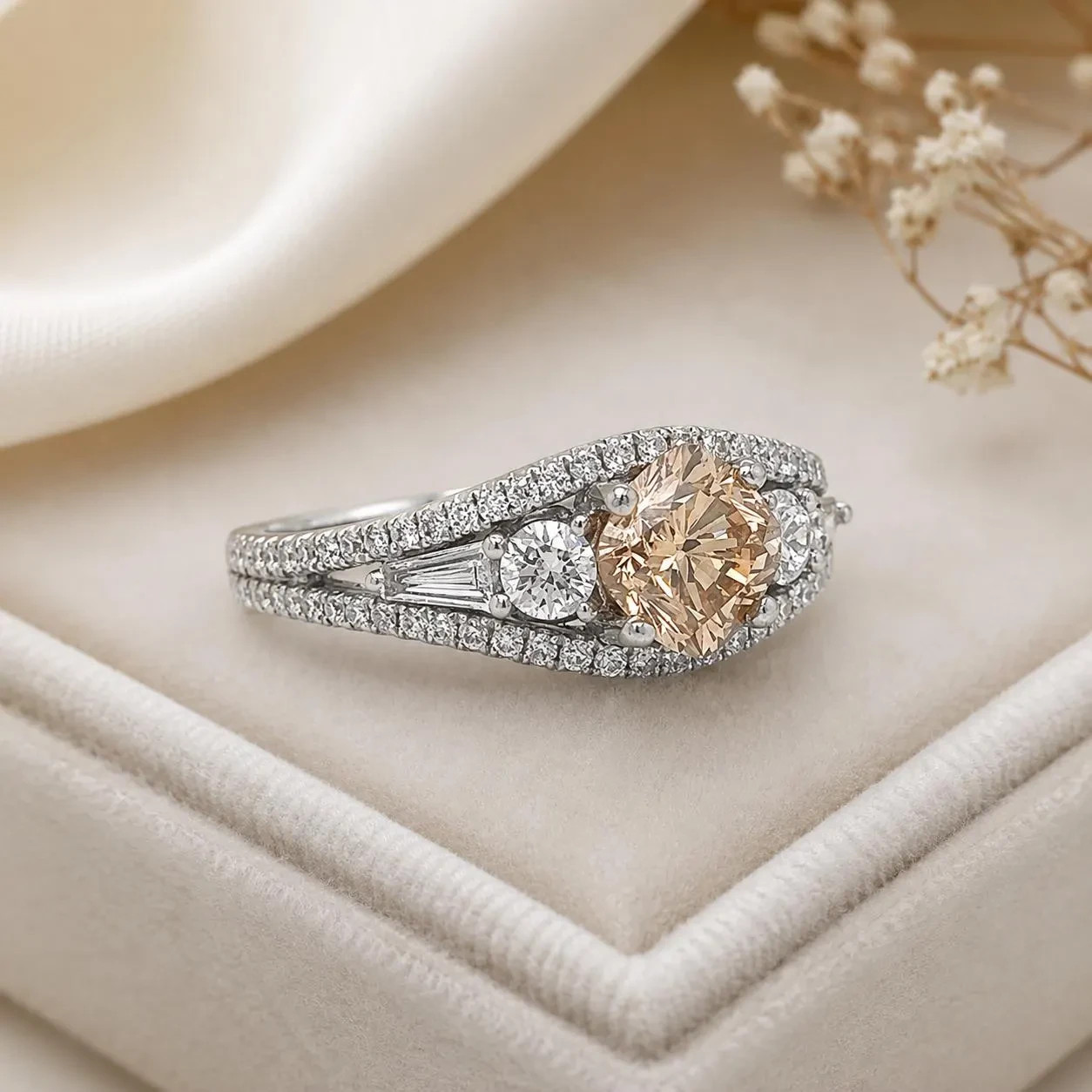 Natural Fancy Yellow Diamond Halo Ring 14K White Gold | 1.75ctw GIA Report