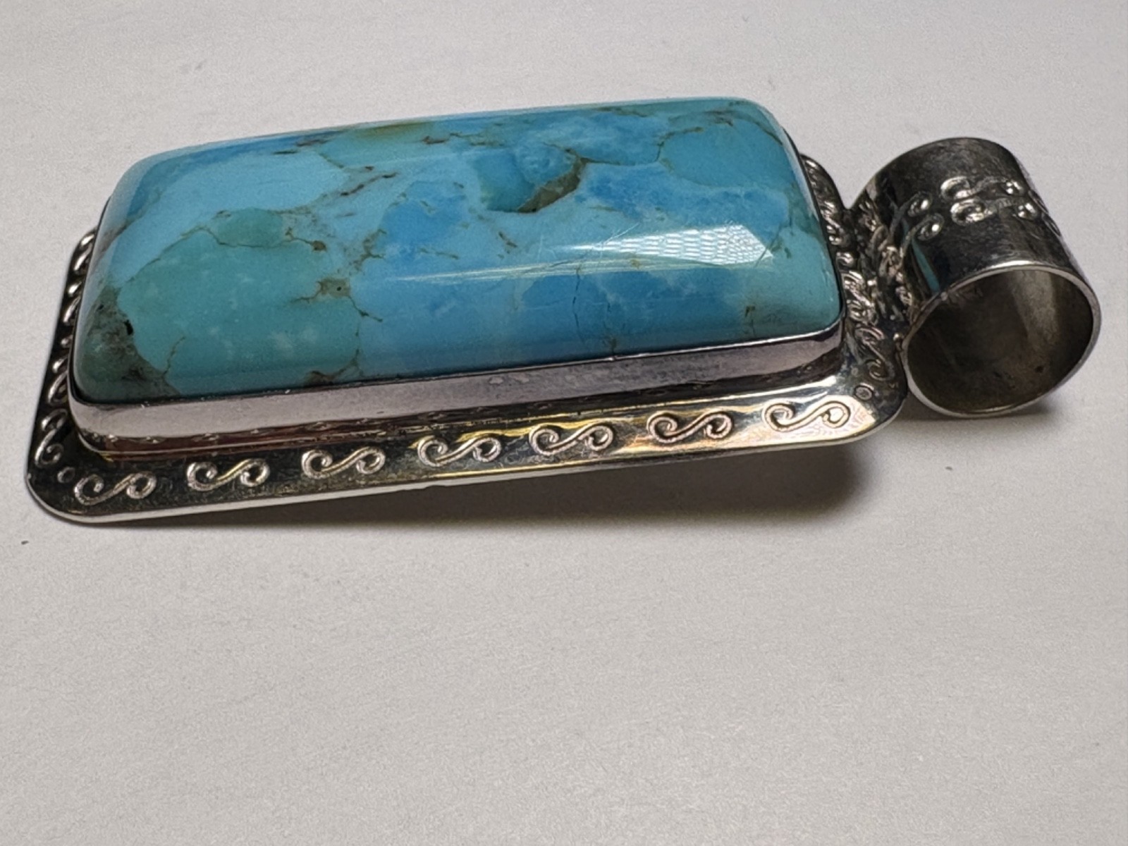 DTR Mine Finds by Jay King Sterling Silver & Turquoise Large Rectangular Pendant