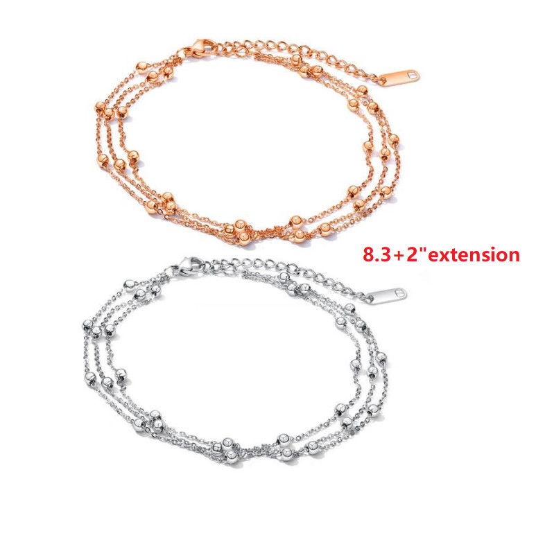10″ Elegant Women Stainless Steel Anklets Smooth Bead Chain Ankle Bracelet PE13