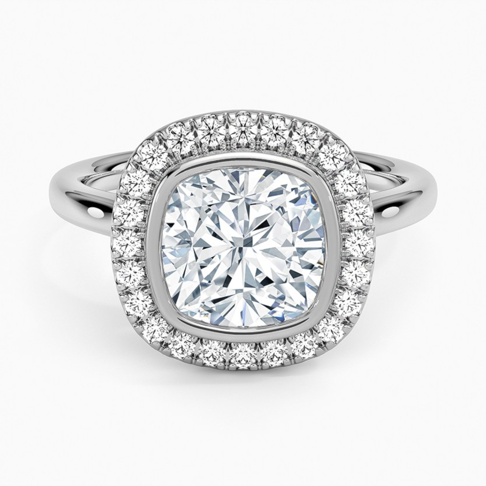3.85 Ct Cushion IGI Certified Lab Created Diamond Engagement Ring 14k White Gold
