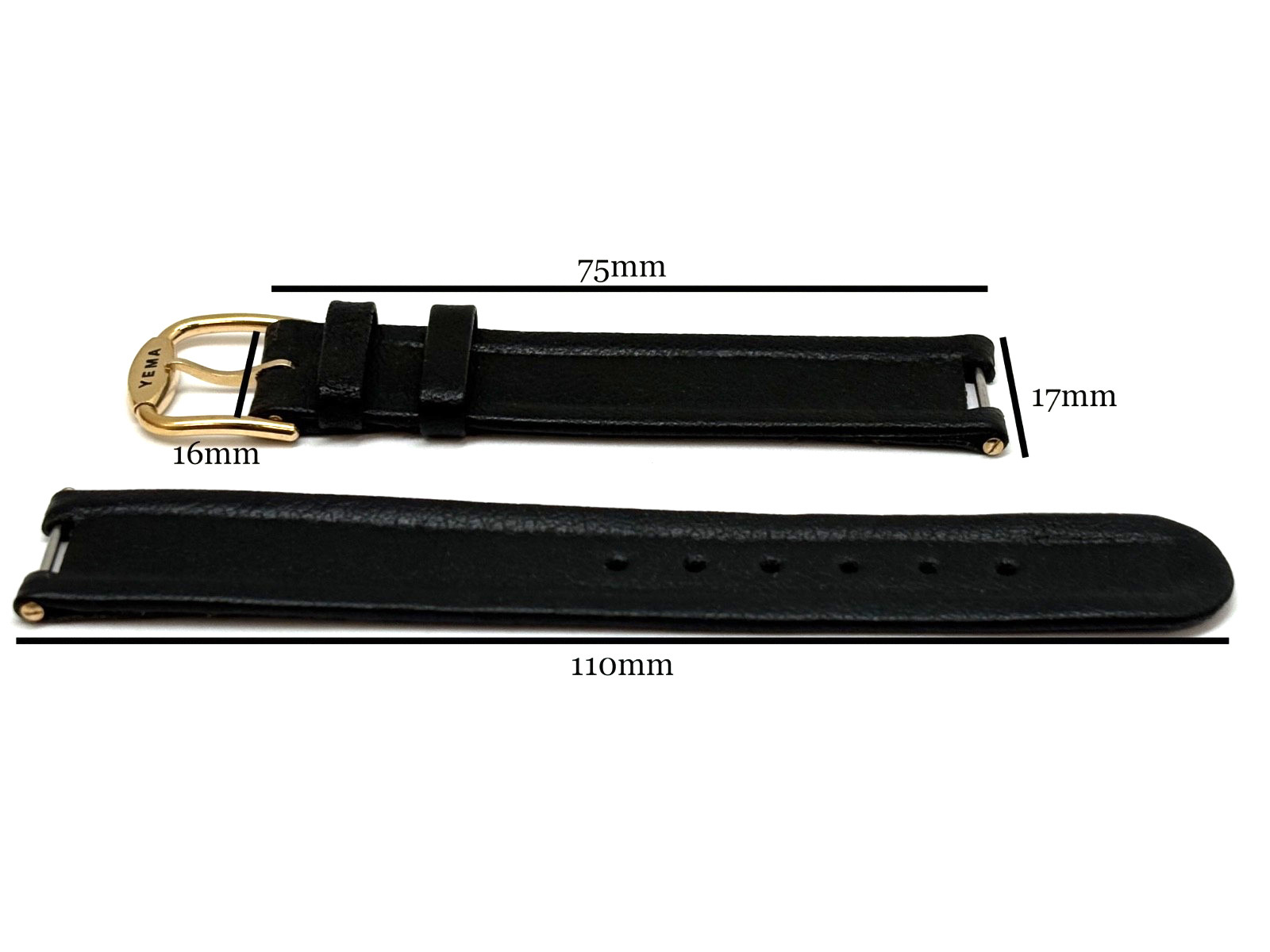 OEM YEMA France Matte Black 17mm Watch Strap with Original Buckle