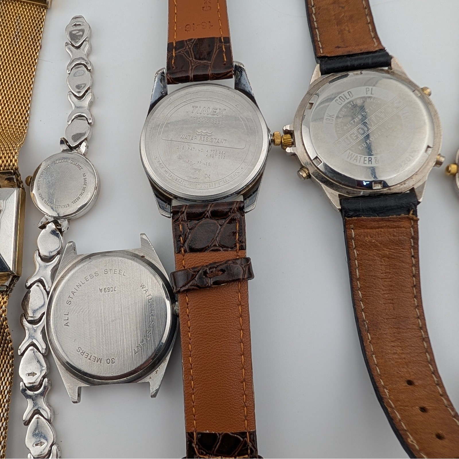 10 Watch Repair Lot Bulova Timex Indiglo Electric Citizen Running With Issues