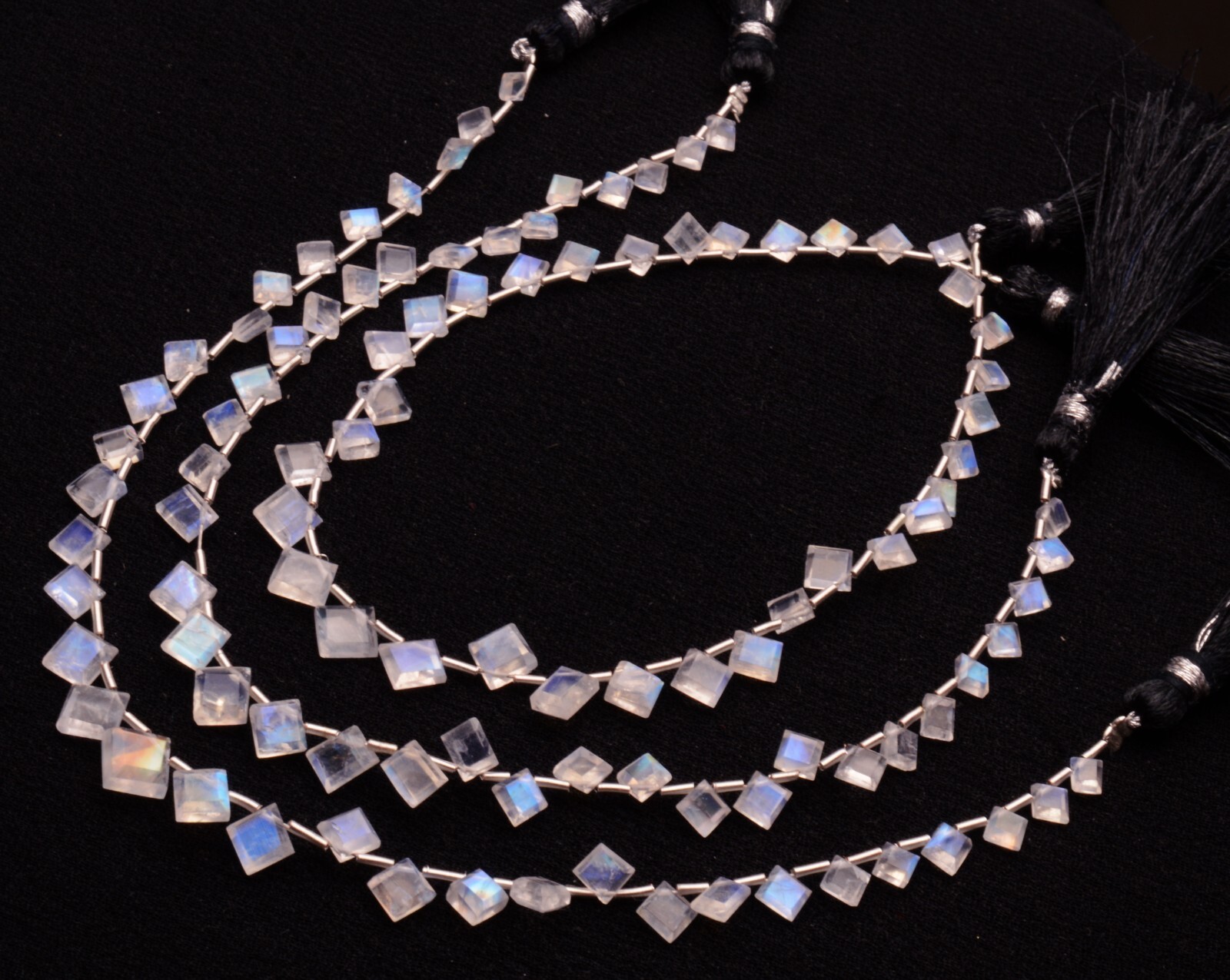 Blue Fire Rainbow Moonstone 4 to 6 mm Size Jewelry Making Beads 9″ Strand